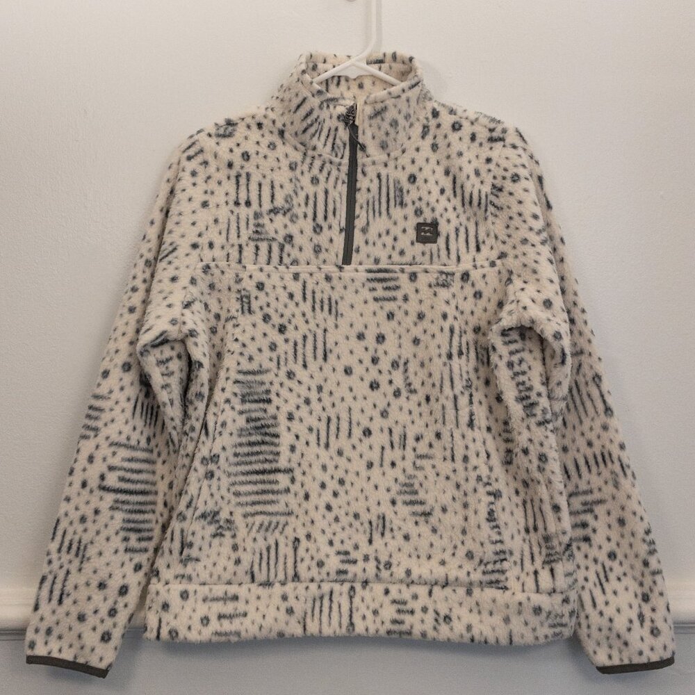 Billabong White and Gray Geometric 3/4 fleece